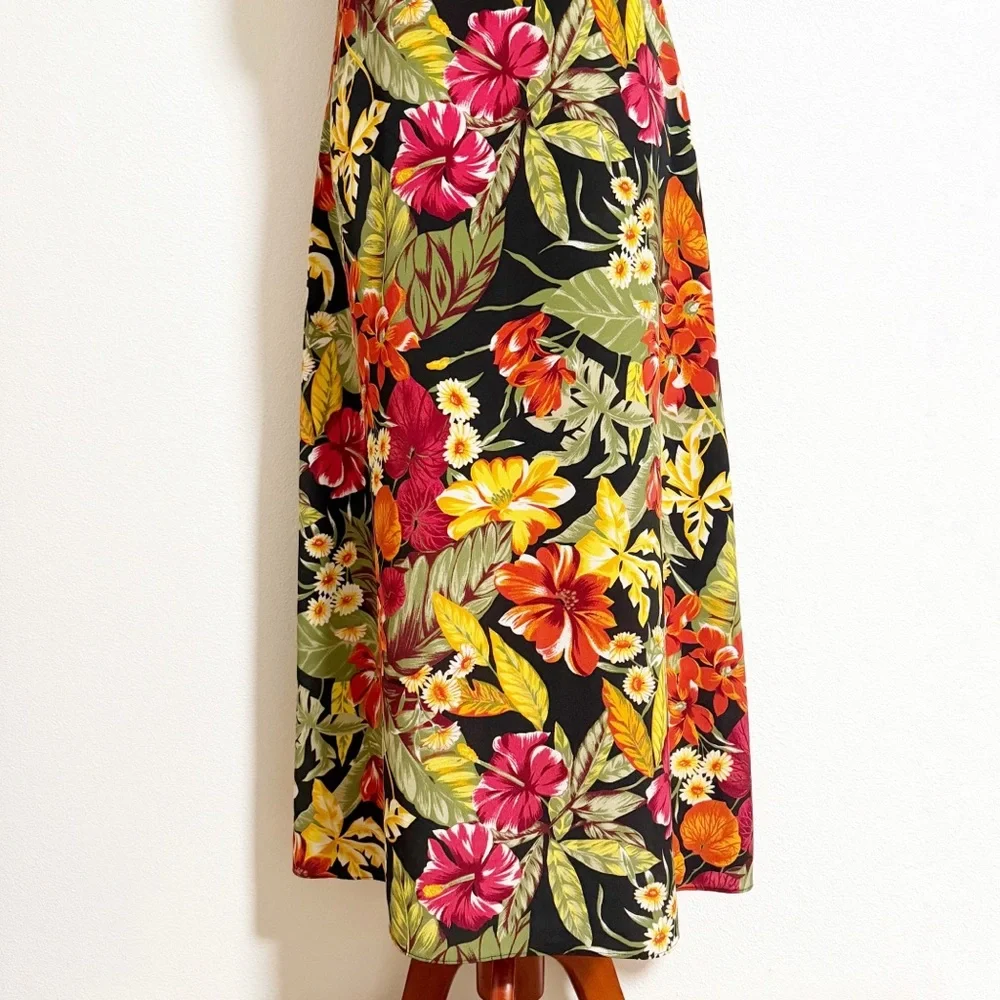Vintage Sag Harbor Tropical Floral Midi Dress
